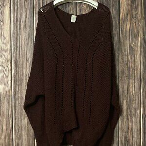 LILIAN womens plus 3X flowy sweater dark plum